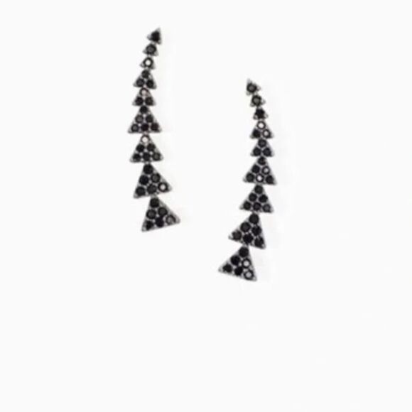 NEW ~ RARE stella & dot ~ black triangle ear climber ~ hematite pave - Picture 3 of 9